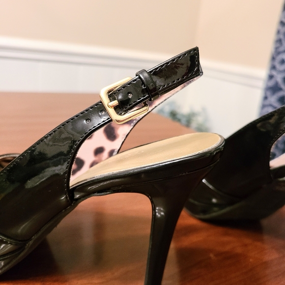 EUC Christian Siriano For Payless Black Criss-Cross Slingback 4 inch Heels - Picture 4 of 7